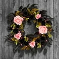 thumbnail image 2 of 24 in. Artificial Cute and Creep Halloween Wreath, 40 Pink LED Lights, Battery Operated, Timer, 2 of 3