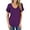 Purple, variant on Womens Short Sleeves T Shirts Casual Loose V Neck Basic Tops Solid Pocket Ladies Summer Tops Size 4-22
