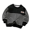 thumbnail image 4 of Tsivenald Boys Striped Sweatshirt Crewneck Long Sleeve Pullover Soft Casual Sweater for Toddler Boys 1-12 Years, Black, 4 of 7