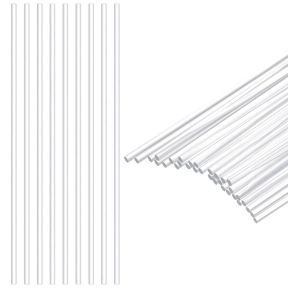 35Pcs 12Inch Transparent Acrylic Dowel Rods Assortment Kit Clear Acrylic Round Solid Bar DIY Model Material Plastic Roundelle Rods for Model Making DIY Crafts