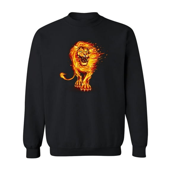 Lion On Fire Sweatshirt Men -Image by Shutterstock, Male Large