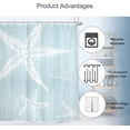 thumbnail image 3 of Beach Starfish Shower Curtain - 72Wx72L Inch Coastal Farmhouse Nautical Vintage Country Wooden Plank Ocean Artwork Waterproof Polyester Fabric Includes 12 Hooks, 3 of 6
