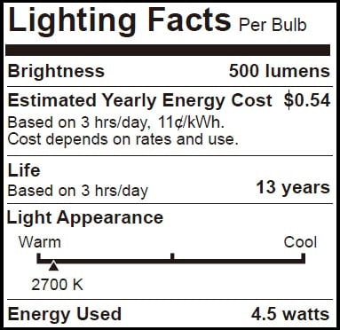 6 Pack Bioluz LED 60 Watt Candelabra Bulbs Medium Base, Candelabra Bulbs, Dimmable Filament Clear 60 Watt LED Bulbs (Uses only 4.5 watts), E26 Base C37 LED Filament Candle Bulbs
