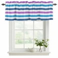 thumbnail image 2 of Blue Purple Striped Valances for Windows, Decorative Rod Pocket Window Valance Curtains, Farmhouse Stripes Simple Art Short Curtain Drapes for Kitchen/Bathroom/Living Room, 2 Panels, 60" W x 18" L, 2 of 8
