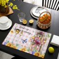 thumbnail image 3 of Spring Groundhog Placemats Set of 8, Watercolor Sunflower Botanical Pink Plaid Placemats for Dining Table, Place Mats for Kitchen Tabletop, Waterproof Wipeable Dining Table Mats Set, 3 of 9