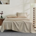 thumbnail image 3 of Simple&Opulence 100% Supima Cotton Sheet Set 600 Thread Count for Queen Size Bed Sateen Weave Long Staple - Fitted and Flat Sheet with 2 Pillowcases Luxury Hotel Quality 4PCS Bedding Sheets(Griege), 3 of 9