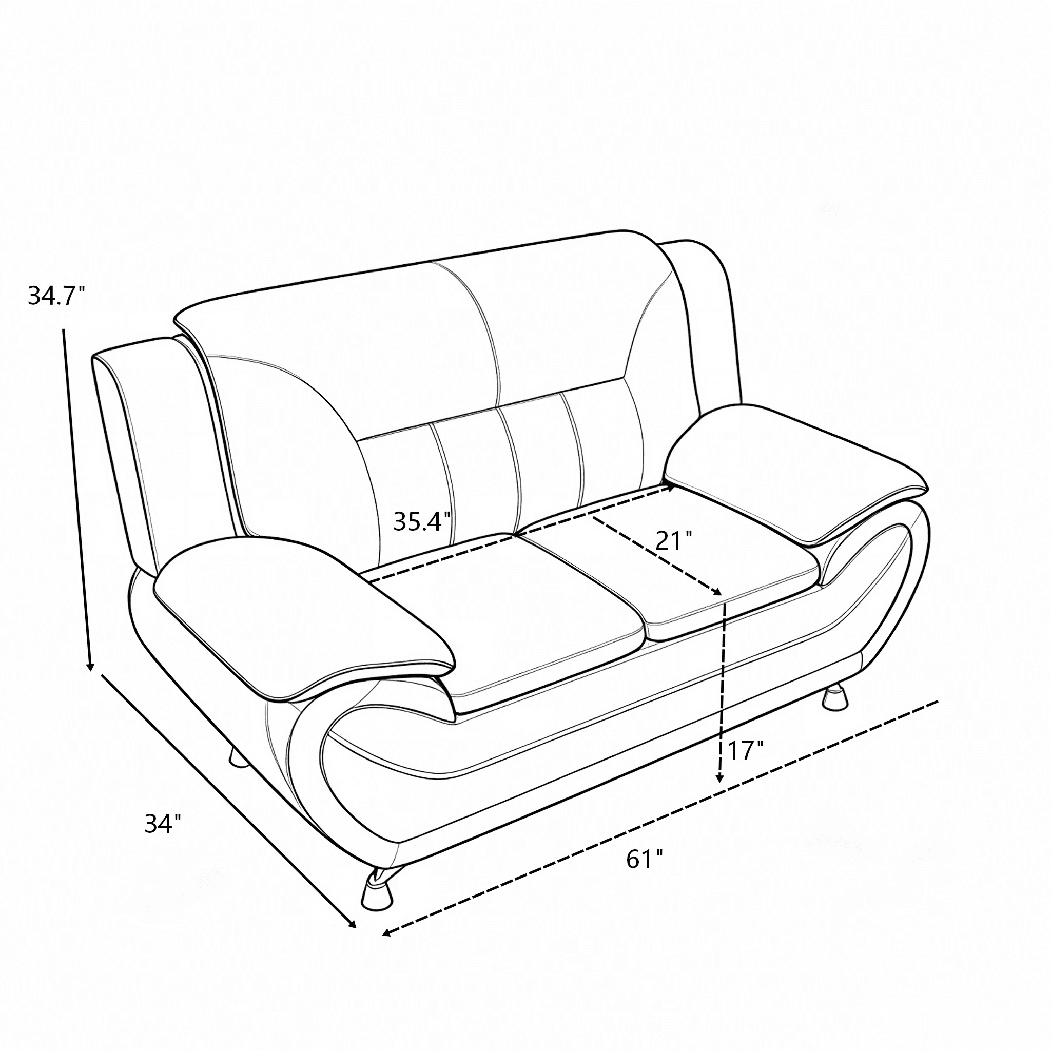 Wakefit 61"W Modern Faux Leather Loveseat,Upholstered 2-Seater Sofa Couch with Stainless Steel Legs for Living Room,Apartments,Red & Black