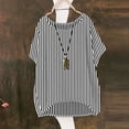 thumbnail image 3 of Aezemi Loose Striped Shirts Womens Tunic Curved Hem Lightweight Beach Vacation Casual Tops Women Summer Pullover Short Sleeve Fashion Outdoor Tees XL, 3 of 6