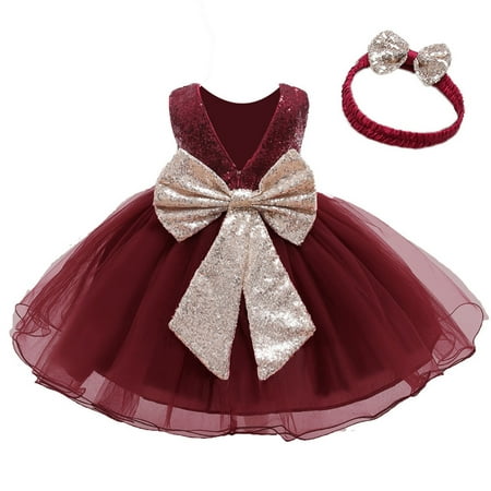 

TAIAOJING Girls Dress Baby Lace Bowknot Princess Wedding Formal Tutu Dress+Headband Set Clothes Outfit Party Dresses 80 90 100 110 120