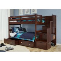 Donco Trading PD-1019TTCP-505CP Twin Over Mission Stairway Bunk Bed with Storage Drawers, Dark Cappuccino