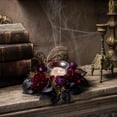 thumbnail image 4 of Sahpxhe Small Burgundy Rose Black Leaves Wreath Halloween Decoration,Artificial Fall Table Centerpiece for Thanksgiving Home Kitchen Table Centerpieces Wall Decor,8.66x8.66x2.36in Black-B, 4 of 6