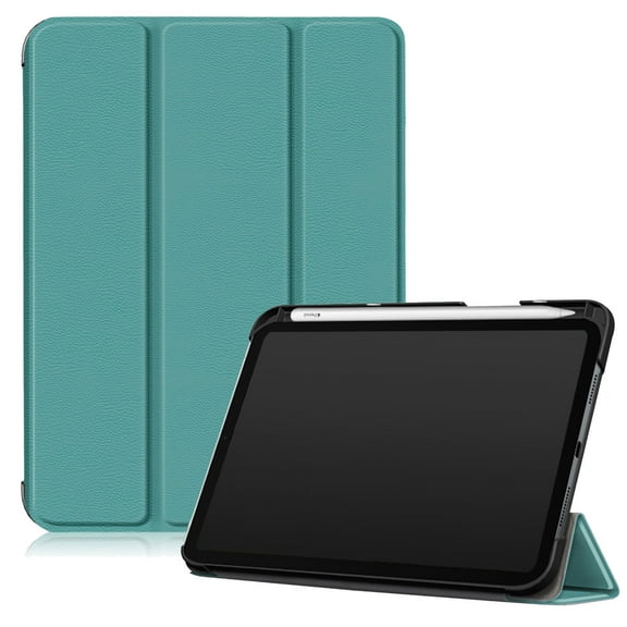 Allytech iPad Mini 6 Case with Screen Protector, iPad Mini 6th Gen 8.3 Inch Case 2021, [Supports the 2nd Gen Pencil Charging] Slim Trifold PU Leather Hard PC Back Case with Pen Holder, Darkgreen