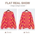 thumbnail image 6 of CURBODO Women's Vintage Checkered Cardigan Sweater Soft Chunky Knit Open Front Outerwear, 6 of 6