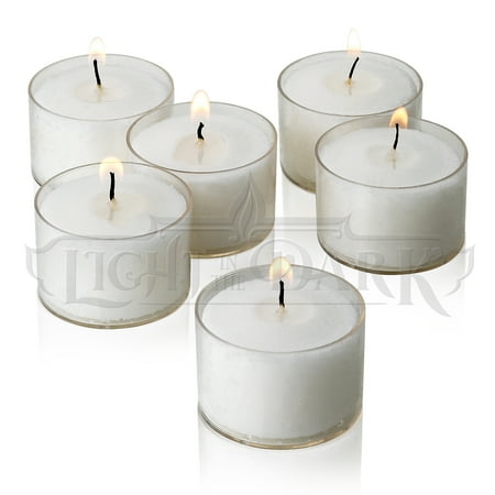 72 White Tealight Candles With Clear Cups Burn 8 Hour