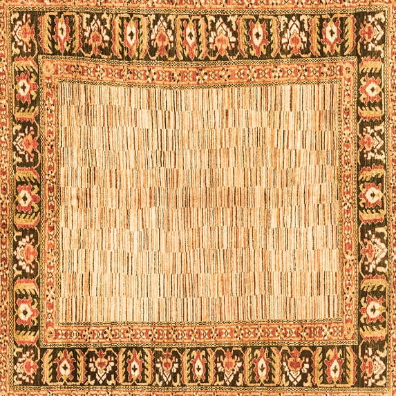 Ahgly Company Indoor Square Abstract Orange Modern Area Rugs, 7' Square