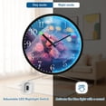 thumbnail image 5 of Voice Activated Clock with Glow Light 12 Inch Large Silent Wall Clock Battery Operated for Home Decor A Bouquet Of Pink Roses, 5 of 8