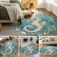 thumbnail image 5 of Coastal Seahorse Blue Green Round Area Rug 4 FT, Non Slip Indoor Outdoor Rug, Summer Ocean Starfish Coral Washable Soft Circular Carpet Non-Shedding Floor Mat for Coffee Table Nursery Foyer Balcony, 5 of 8