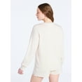 thumbnail image 3 of Joyspun Women's French Terry Knit Long Sleeve Lounge Sleep Top, Sizes XS-3X, 3 of 5