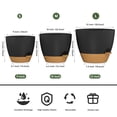 thumbnail image 3 of FIASON 3 Pack 8/9/10 Inch Black Grey Self-Watering Plant Pots, Plastic Planters with Watering Lip, Drainage Holes and Removable Saucer for Indoor Outdoor Plants, 3 of 10