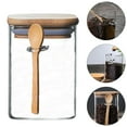 thumbnail image 4 of Pot en Verre Carré avec Cuillère Pot Hermétique Transparent pour Rangement 800ML, 4 of 4