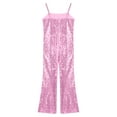 thumbnail image 4 of Haitryli Girls Shiny Sequins Bell Bottoms Dance Jumpsuit Carnival Party Movie Character Roleplay Fancy Dress Pink 12, 4 of 5