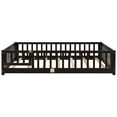 thumbnail image 6 of Full Size Floor Bed for Toddlers and Kids, Solid Wood Montessori Floor Bed with Safety Fence Rail and Small Door, Durable Montessori Bed Frame with Sturdy Slats Support for Boys and Girls, Espresso, 6 of 9