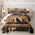 thumbnail image 2 of Erosebridal Rustic Wolf Howl Pattern Bed Spread Queen,Wild Animal Paw Queen Coverlet Set For Boys,3 Pieces, 2 of 7