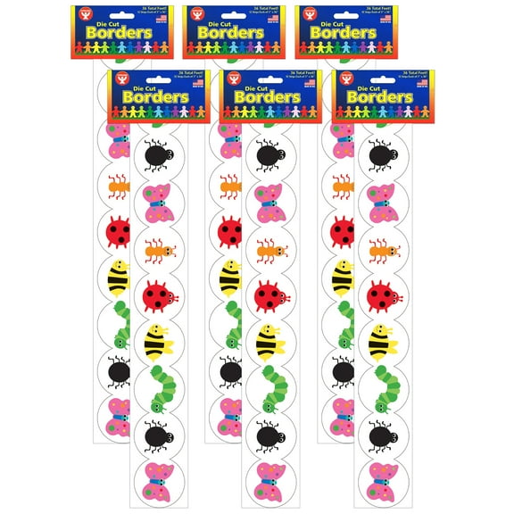Hygloss Bugs Border, 12 Strips/36 Feet Per Pack, 6 Packs