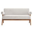 thumbnail image 5 of Loveseat Sofa Couch, Ivory White, Fabric, Wood, Living Kitchen Cafe Bistro Hospitality Restaurant, Modern Contemporary HB36203, 5 of 9