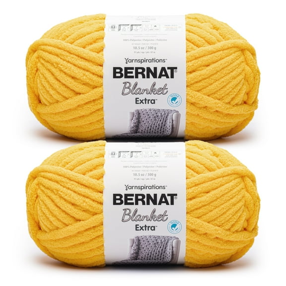 Bernat® Blanket extra™ #7 Jumbo Polyester Yarn, Schoolbusyellow 10.5oz/300g 97 Yards (2Pk)