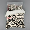 thumbnail image 2 of Ambesonne Retro Bedding Set 3 Pcs, Car Repair Shop Logos, Twin XL, Beige Dark Coral Black, 2 of 3