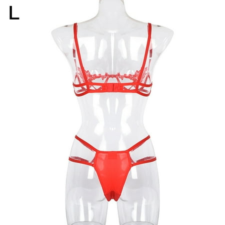

Bra Underwear Set Erotic G-String Hollow Lace Woman Sexy Lingerie L Red