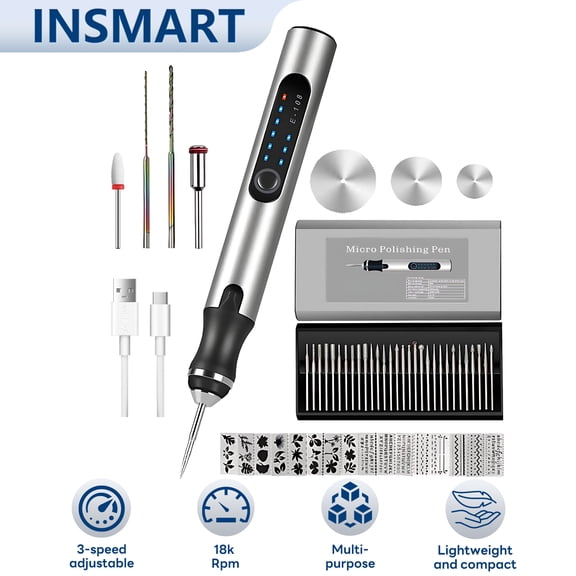 INSMART Electric Cordless Engraving Pen,USB Rechargeable Engraving Pen, DIY Etching Engraver Tool with 30 Bits for Jewelry,Metal, Wood, Glass and Plastic