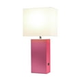 thumbnail image 3 of Lalia Home 21in Leather Base Table Lamp with USB Charging Port Hot Pink, 3 of 3