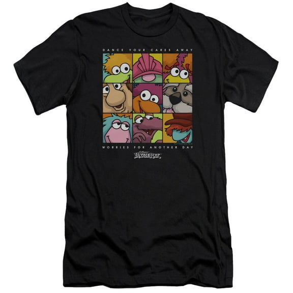Fraggle Rock Squared Premium Canvas Adult Slim Fit 30/1 T-Shirt Black