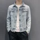 thumbnail image 4 of Chaqueta vaquera ligera para hombre, con botones, lavada, nueva, de bajo coste, abrigo vaquero de invierno para hombre, entrega rápida, Joker Original, 4 of 5