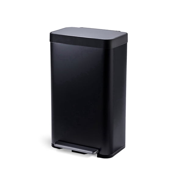 Home Zone Living 19 Gallon Matte Black Stainless Steel Tall Kitchen Trash Can, Liner-Free