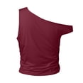 thumbnail image 5 of Rhuody T Shirts For Women Off The Shoulder Sleeveless Shirts Going Out Crop Tank Tops Slim Fitted Summer Simple Wear Red, 5 of 5