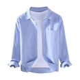 thumbnail image 1 of Camisas s Para Hombre Slim Fit Camisa de manga larga de color sólido informal con solapa para hombre (Light Blue, XL), 1 of 5