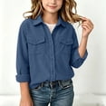 thumbnail image 2 of Hurxie Girls Corduroy Button Down Shirt Long Sleeve Spring Fall | for Layering, Lightweight Shacket-Style Look, Western-Inspired Details, Snap Buttons 10-11 Years, 2 of 7