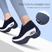 STQ Women's Walking Shoes Slip on Breathable Sneakers Navy US 8.5