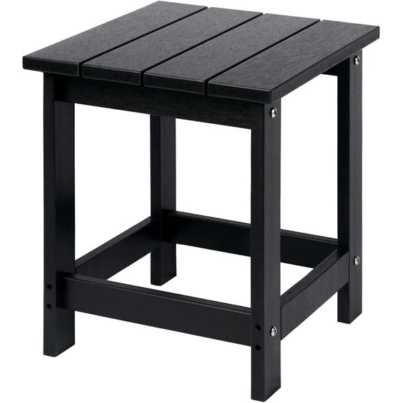 Square Outdoor Side Table for Patio, Pool Composite Patio Table, Backyard, Pool, (Black)