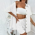 thumbnail image 5 of Yubnlvae White Fashion Casual Cardigan Short Sleeve Shorts 2 Piece Set Woman Summer, Xl, 5 of 6