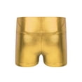 thumbnail image 6 of Doomiva Kids Girls Long Sleeve Shiny Gymnastic Dance Leotard Bodysuit Jumpsuit with Metallic Shorts Set Activewear Gold 14, 6 of 7