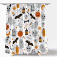 thumbnail image 4 of Spooky Halloween Shower Curtain Pumpkin Bat Witch Skull Boho Ghotic Alchemy Magic Scary Funny Cute Cartoon Icons Holiday Happy Halloween Party Fabric Bath Curtain set with Hook,White, 4 of 4