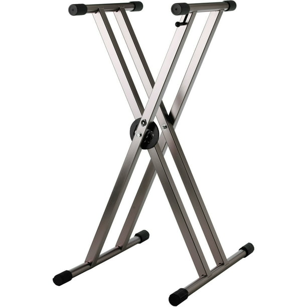 Double Braced Anodized Aluminum Keyboard Stand w/Trigger "Titanium