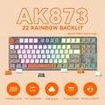 thumbnail image 5 of Manbasnake AK873 Gaming Keyboard,RGB Backlit,Hot-Swap Blue Switch,PBT ,75% TKL Layout with Custom Coiled USB/Type-C Aviation Cable(Gray White), 5 of 9
