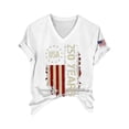thumbnail image 3 of NMMUED Women's 4th of July Shirts V Neck Patriotic Tops 250 Years Graphic Tees Distressed American Flag Independence Day Summer Casual Short Sleeve T-shirts Outfits White XL, 3 of 9