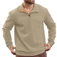 thumbnail image 4 of Blekii Men's Jacquard Knit Sweatshirt, Button Detail Stand Collar Pullover, Textured Pattern Long Sleeve Top, Smart Casual Layer for Spring/Fall, Lightweight And Breathable, Stylish, 4 of 5