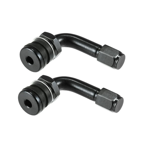 Unique Bargains 2 Pcs Metal 90 Degree Tire Valve Stem Vacuum Tyre Valve Stem Adapter for Car Motorcycle Black